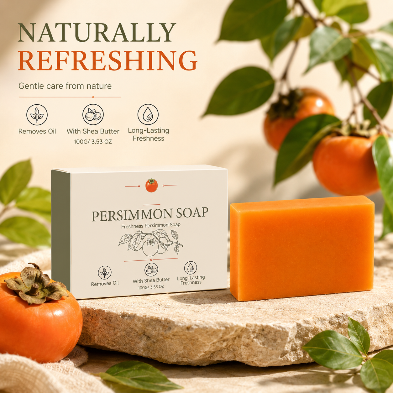 Jabón de Caqui Orgánico, Reduc - Shea Butter Raw reseña y precio